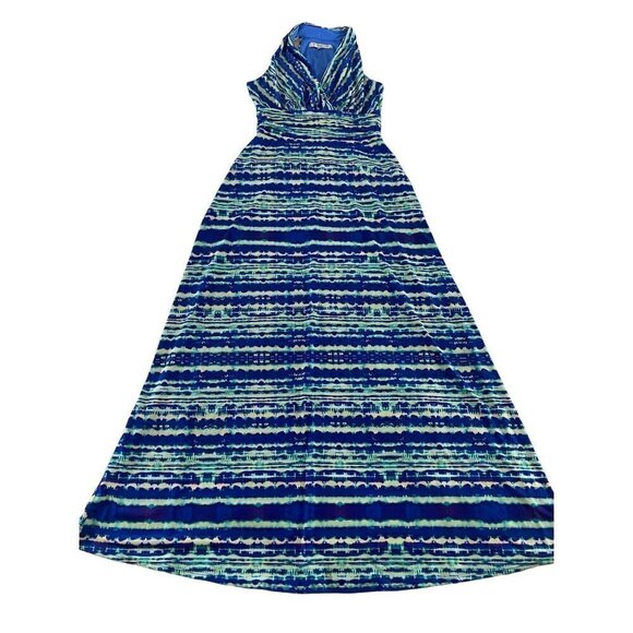 Evan Piccone Women's Blue Cap Sleeve Maxi Dress - 4 - Picture 1 of 12